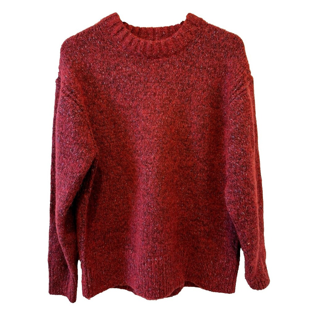 J.Crew HO 25' Wool Alpaca Blend SMALL Women's Red Fleck Sweater Cozy Oversized